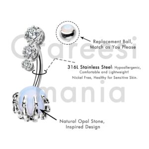 CM Crareesi Mania Rainbow Curved Claw Belly Rings Natural Stone Piercing Navel Rings for Women