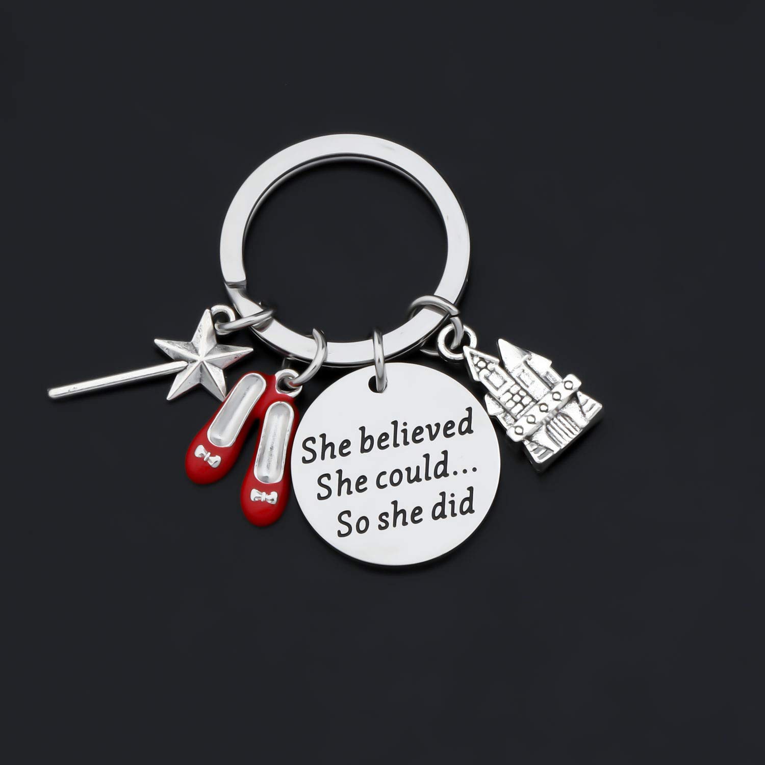 BAUNA Wizard Inspired Ruby Red Slippers Keychain She Could Movie Fan Jewelry(Oz Keychain)