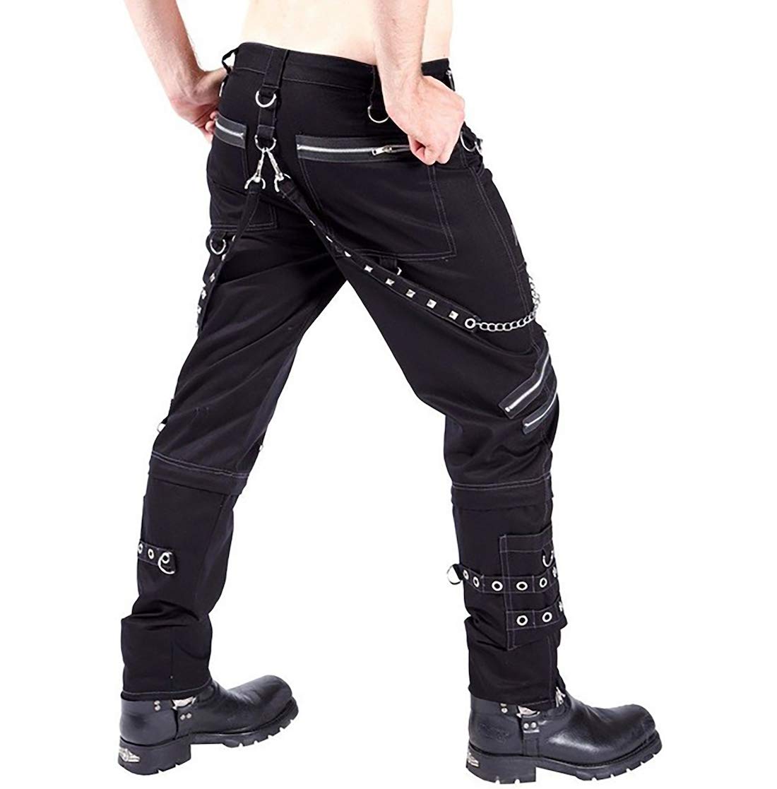 Cicilin Men's Fashion Hip Hop Rock Punk Gothic Sport Hiking Riding Casual Cargo Pants Street Dance Pants Harem Trousers Size 36 Black