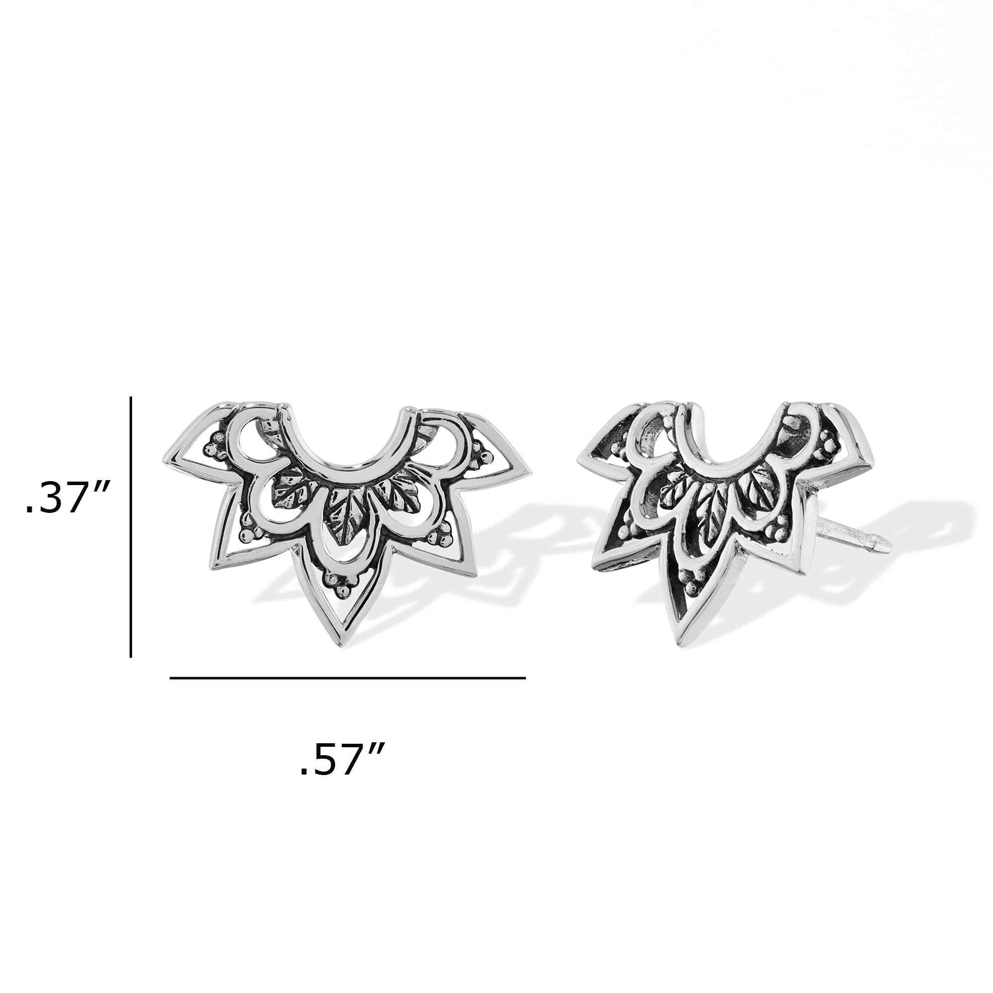 Boma Jewelry Sterling Silver Balinese Tribal Lotus Stud Earrings