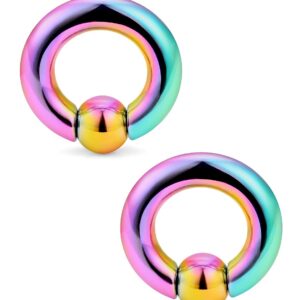 Ftovosyo PA Rings Captive Bead Rings Spring Action CBR Monster Screwball Rings Large Septum Ring Ear Gauges Earrings 2G 6mm 316L Surgical Steel Pierced Body Jewelry for Women Men 5/8"