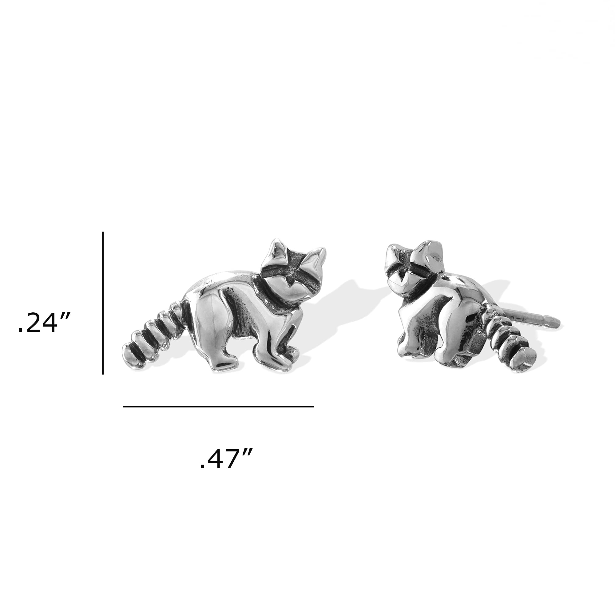 Boma Jewelry Sterling Silver Raccoon Stud Earrings