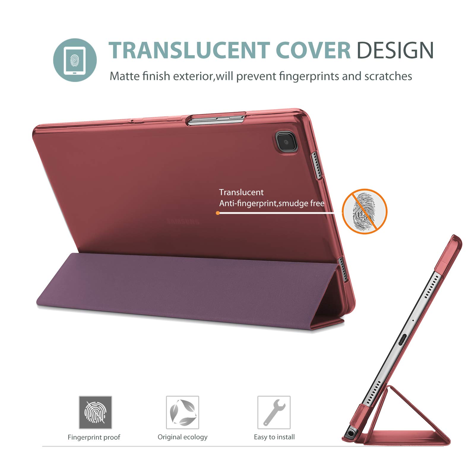 ProCase Smart Case for Galaxy Tab a7 10.4 Inch 2022 2020 (SM-T509 T500 T503 T505 T507), Protective Stand Case Hard Shell Cover for 10.4 Inch Galaxy Tab a7 10.4 -Wine