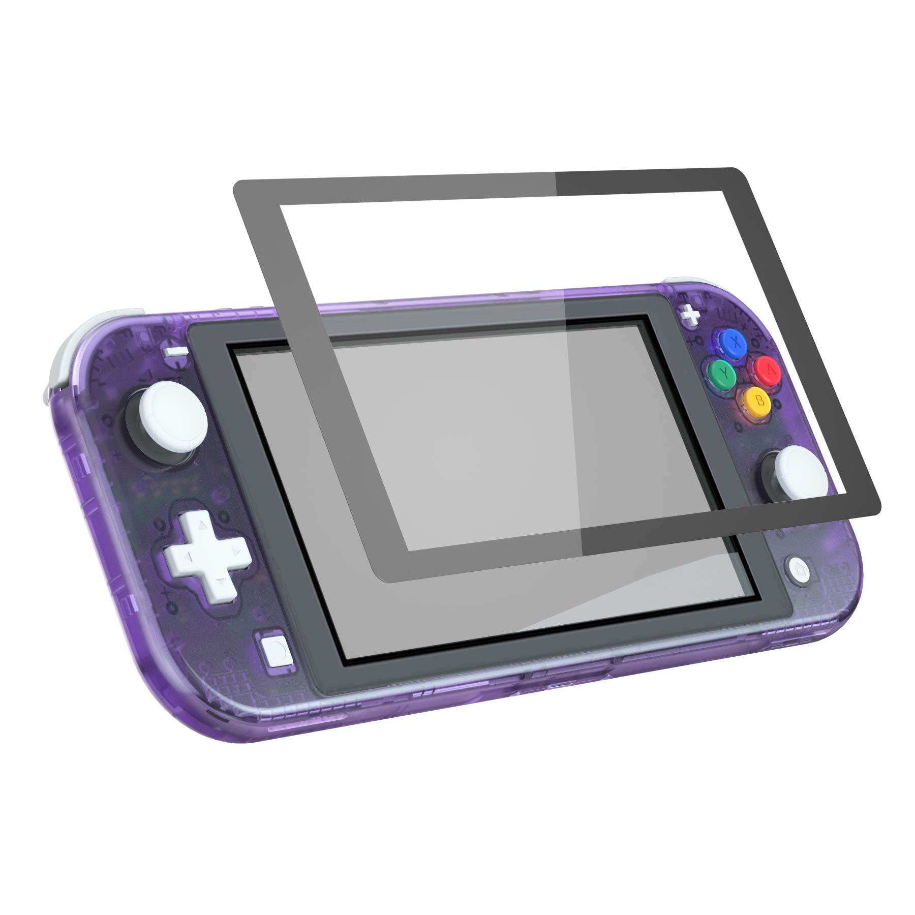 eXtremeRate Clear Atomic Purple DIY Replacement Shell for Nintendo Switch Lite, NSL Handheld Controller Housing w/Screen Protector, Custom Case Cover for Nintendo Switch Lite