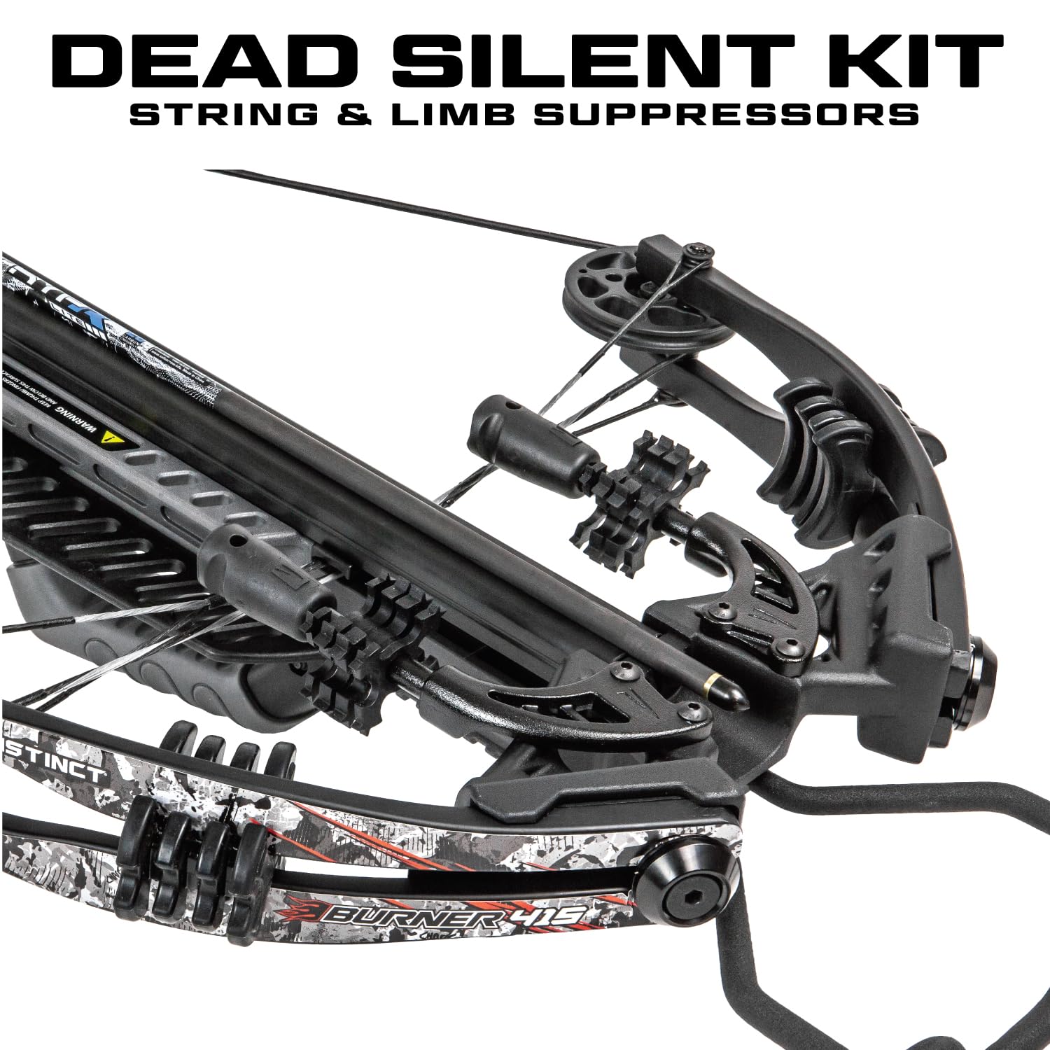 Killer Instinct Burner 415 Crossbow Package. The Burner 415 Shoots a Heart Stopping 415 FPS, Packing a Whopping 141 Foot Pounds of Kinetic Energy, All Released with a 3.5 Precision Grade Trigger.