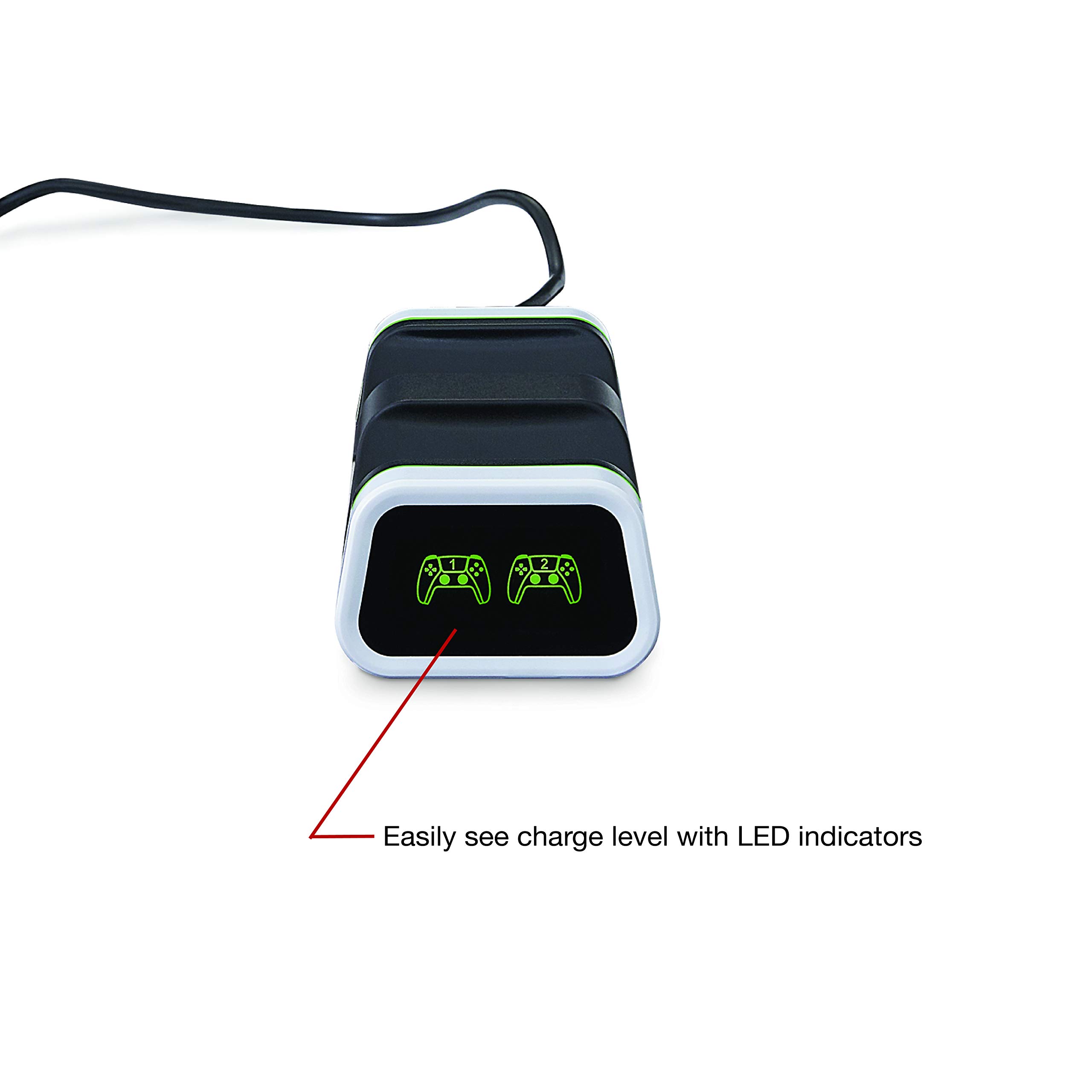 Verbatim PS5 Dual Controller Charging Station for use with Playstation 5 DualSense Wireless Controllers - Charging Dock LED Indicators Over-Charge Protection 6ft Charging Cable