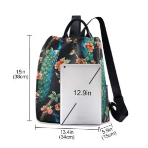 ALAZA Watercolor Raster Peacock Backpack Purse for Women Anti Theft Fashion Back Pack Shoulder Bag