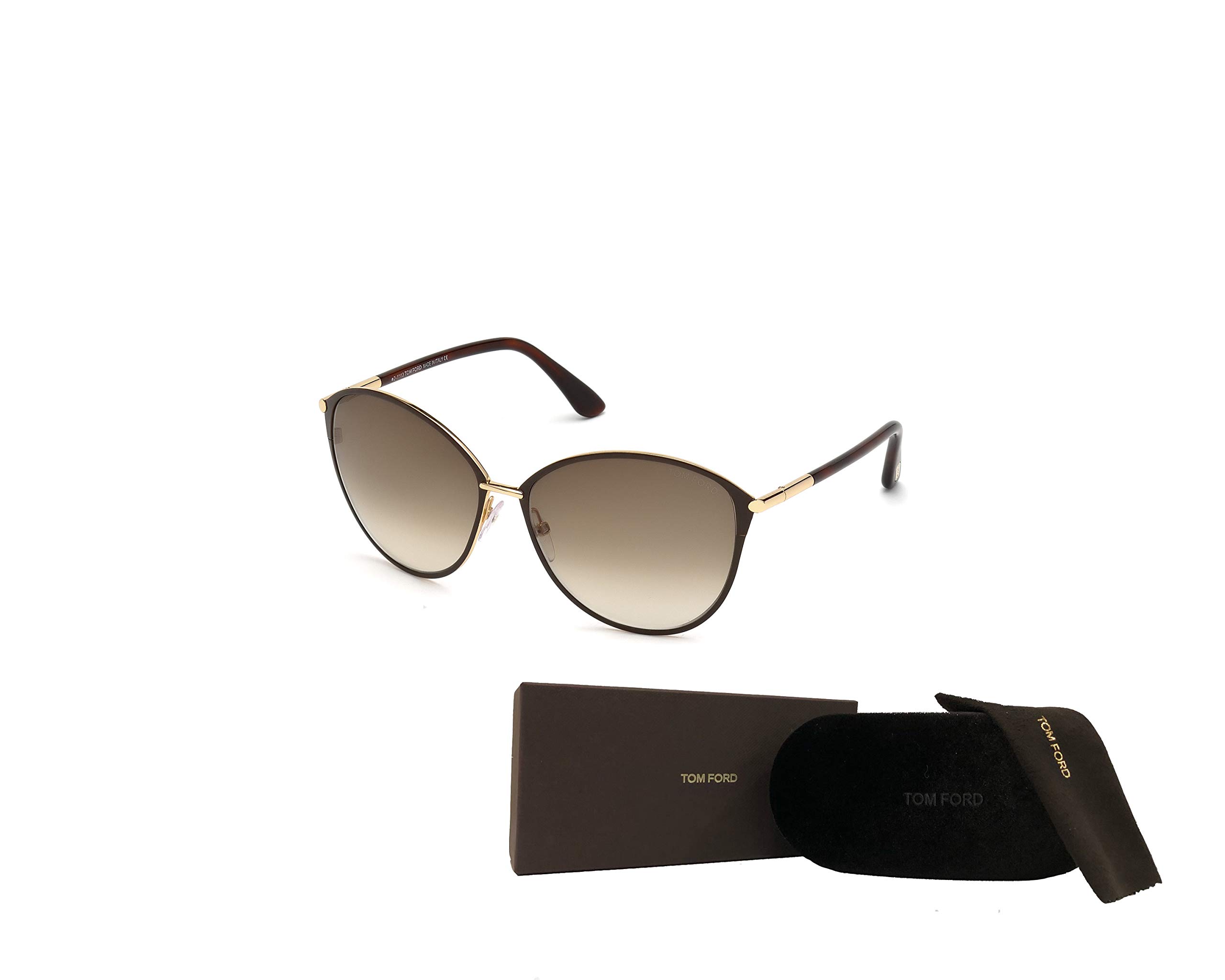 Tom Ford FT0320 Penelope 28F Rose Gold/Plastic Lens Brown Gradient Round Sunglasses for Women + BUNDLE with Designer iWear Eyewear Kit