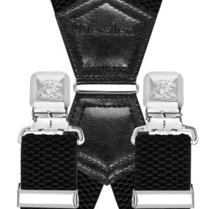 Decalen Mens Suspenders X Style Very Strong Clips Adjustable One Size Fits All Heavy Duty Braces (Black 1)