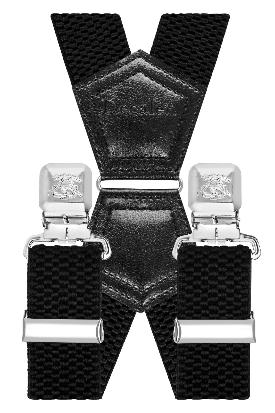 Decalen Mens Suspenders X Style Very Strong Clips Adjustable One Size Fits All Heavy Duty Braces (Black 1)