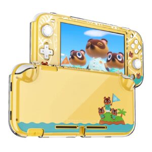 dlseego protective case for nintendo switch lite, hard pc clear anti-shock split cover for animal crossing design