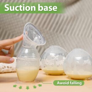 haakaa Manual Breast Pump Collector with Suction Base 5oz/150ml and Ladybug Milk Collector 2.5oz/75ml Combo for Breastfeeding, Made of Food Grade Silicone