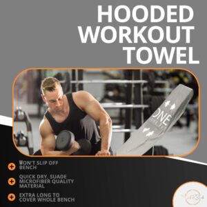 Fitness workout towels, perfect for gym, hood fits over gym bench, absorbes sweat, comfortable, compact, Peloton accessory, yoga, beach, camping & travel quick drying Microfiber for men & women.