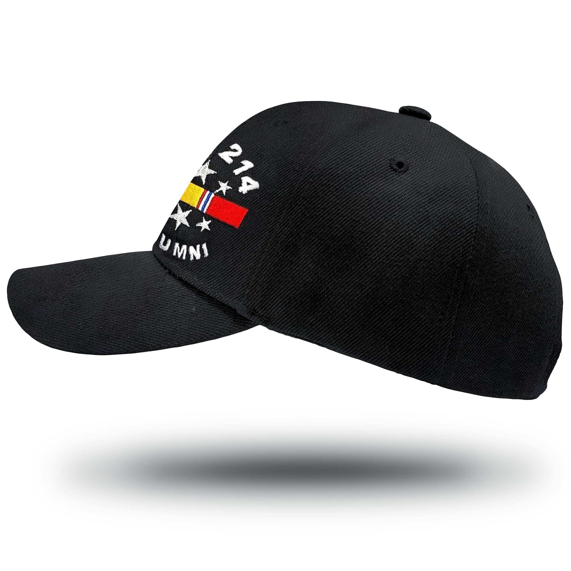 US Veteran Hat with Embroidered DD-214 Alumni and National Service Ribbon | Black