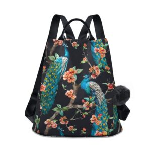 alaza watercolor raster peacock backpack purse for women anti theft fashion back pack shoulder bag