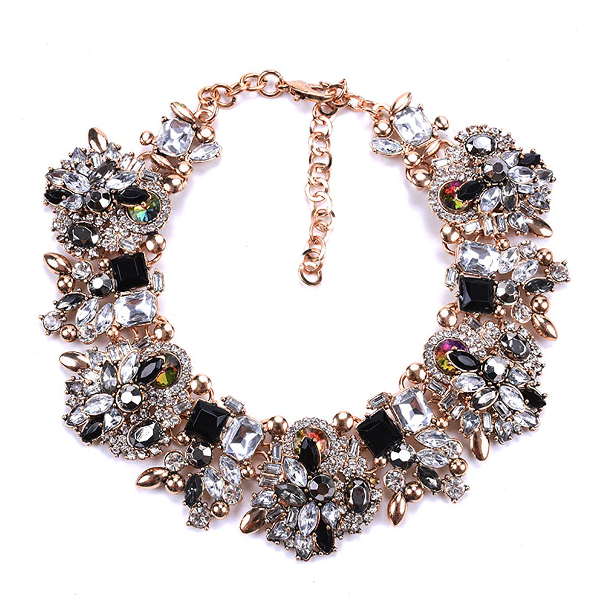 Crystal Rhinestone Statement Necklace-Vintage Chunky Chain Choker Collar Bib Statement Necklace Fashion Costume Jewelry Necklaces for Women