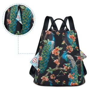 ALAZA Watercolor Raster Peacock Backpack Purse for Women Anti Theft Fashion Back Pack Shoulder Bag