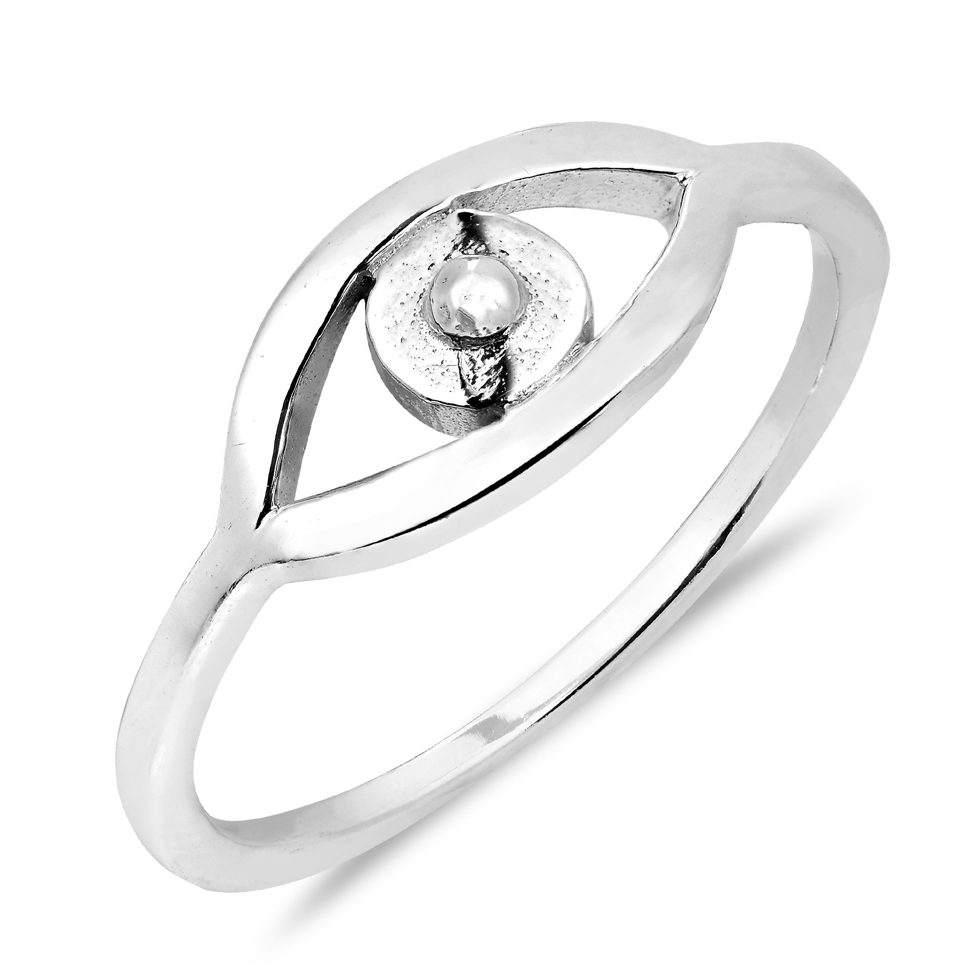 AeraVida Evil Eye Good Luck Protection .925 Sterling Silver Simple Band Ring (9)