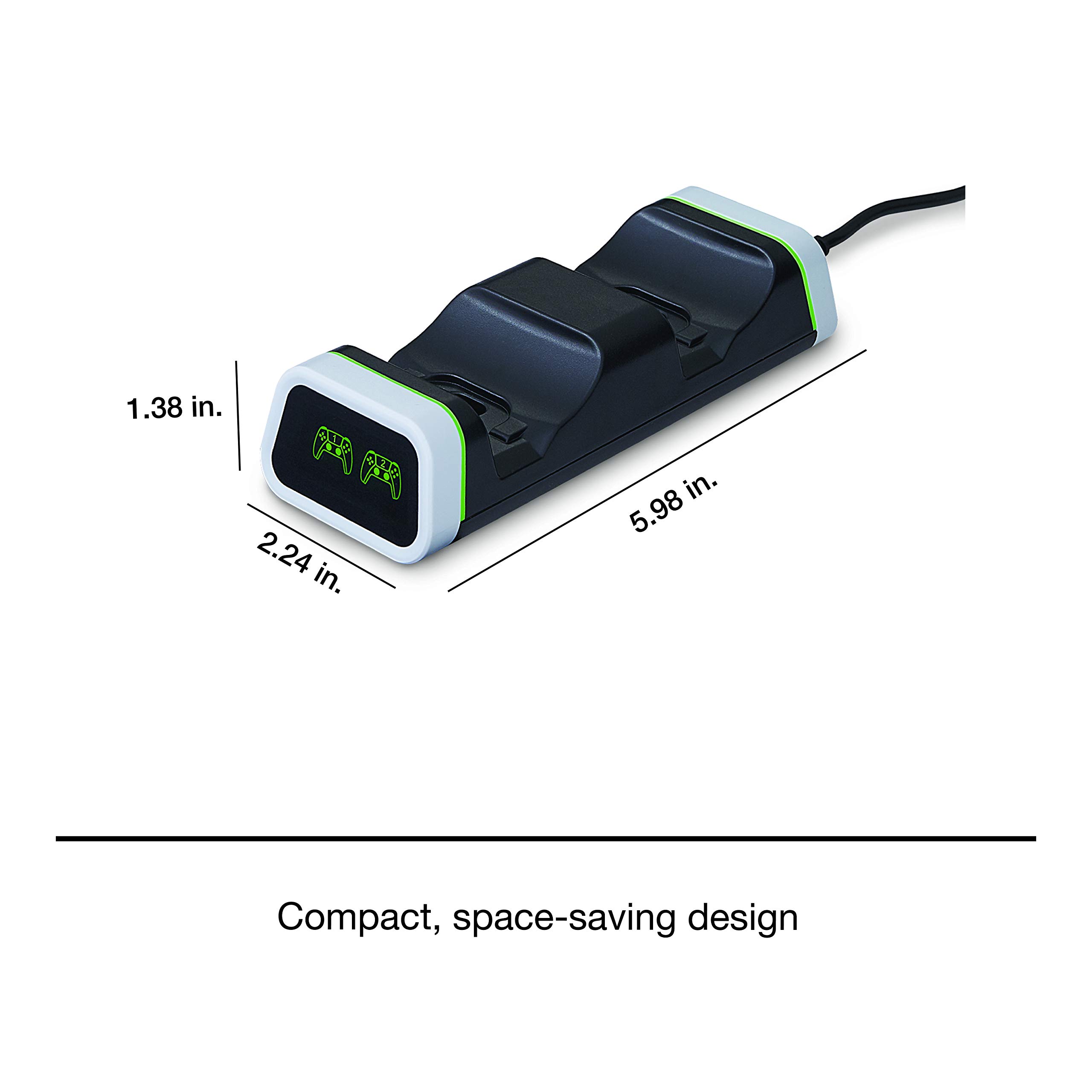 Verbatim PS5 Dual Controller Charging Station for use with Playstation 5 DualSense Wireless Controllers - Charging Dock LED Indicators Over-Charge Protection 6ft Charging Cable