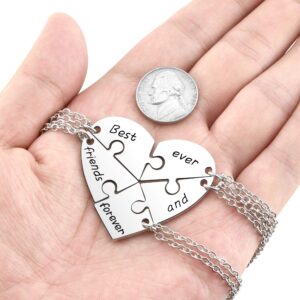 Jovivi Silver Tone Alloy BFF Necklace Best Friends Forever and Ever Heart Puzzle Piece Matching Necklaces Set of 5