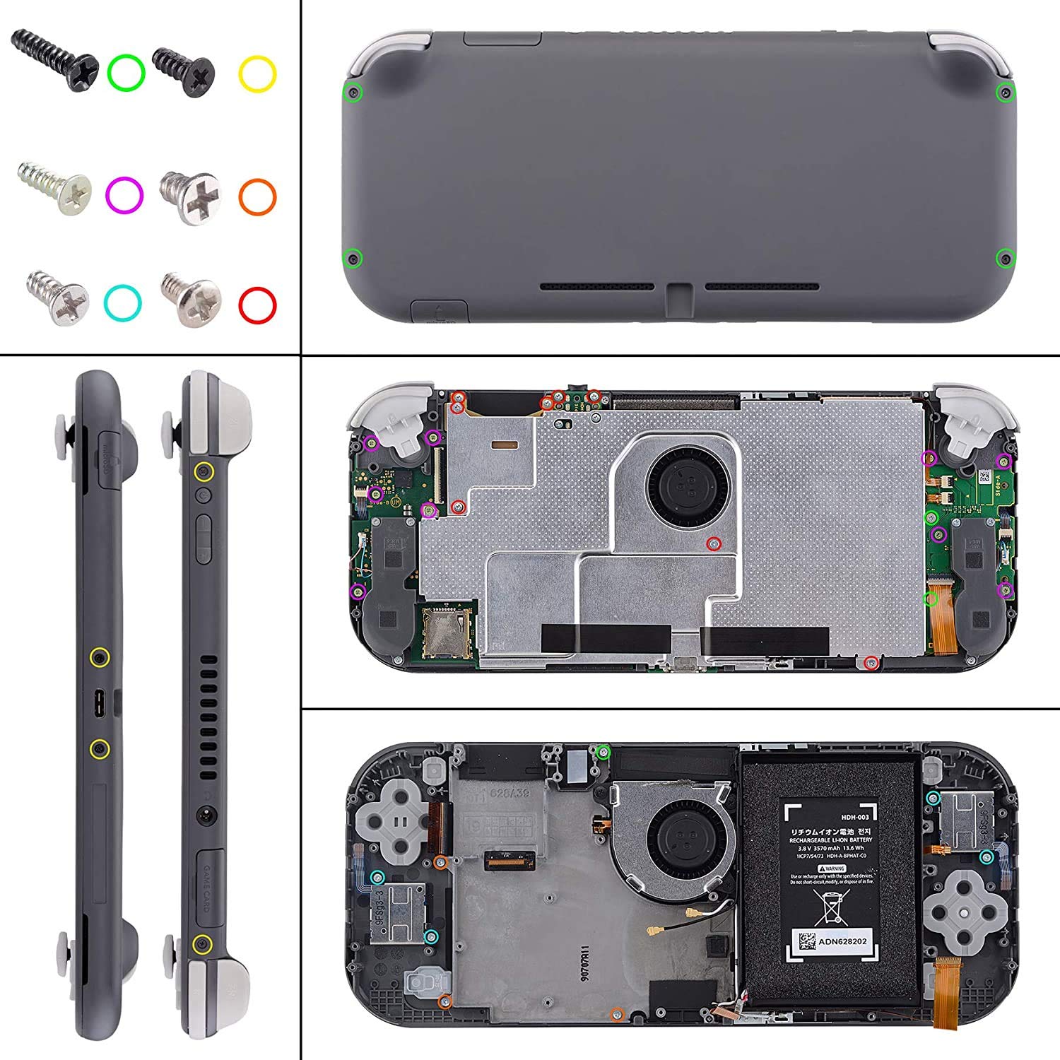 eXtremeRate Clear Atomic Purple DIY Replacement Shell for Nintendo Switch Lite, NSL Handheld Controller Housing w/Screen Protector, Custom Case Cover for Nintendo Switch Lite