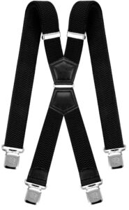 decalen mens suspenders x style very strong clips adjustable one size fits all heavy duty braces (black 1)