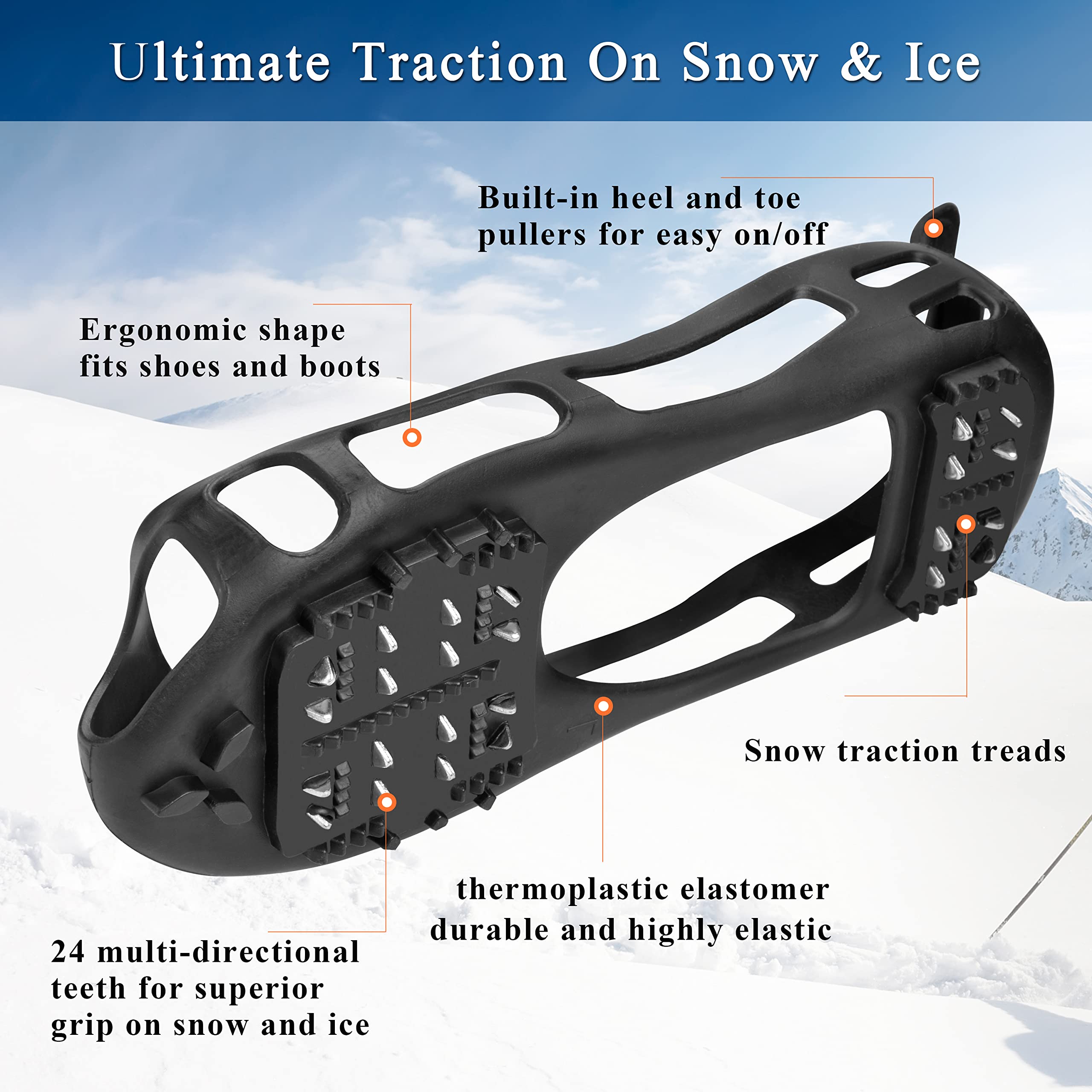 Ice Cleats Snow Traction Cleats Crampons Non Slip Ice Grippers for Shoes and Boots Walking on Snow Ice Winter Ice Traction Cleats Overshoe for Women Men