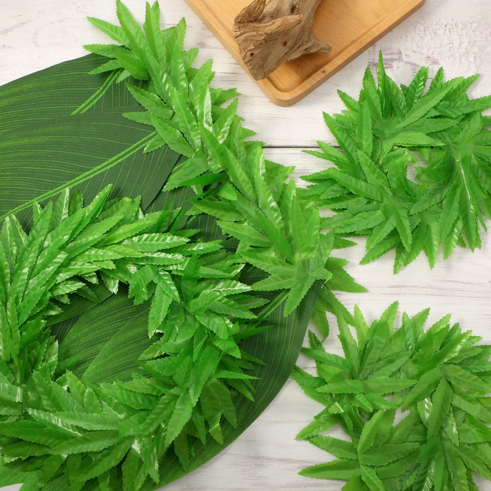 WILLBOND 6 Pieces Tropical Fern Leaf Headband Hawaiian Tropical Leis Headband Knitted Fabric Toga Headwear Leaf Crown