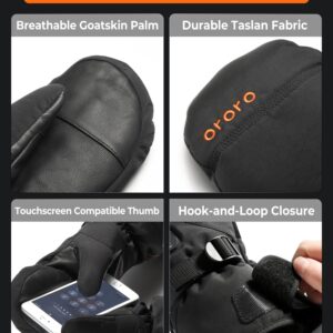 ORORO Heated Mittens for Women and Men, Rechargeable Heated Gloves for Skiing Hiking and Arthritic Hands (Black & Orange,M)