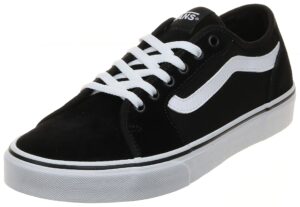 vans men's filmore decon sneaker, suede canvas blk white, 11