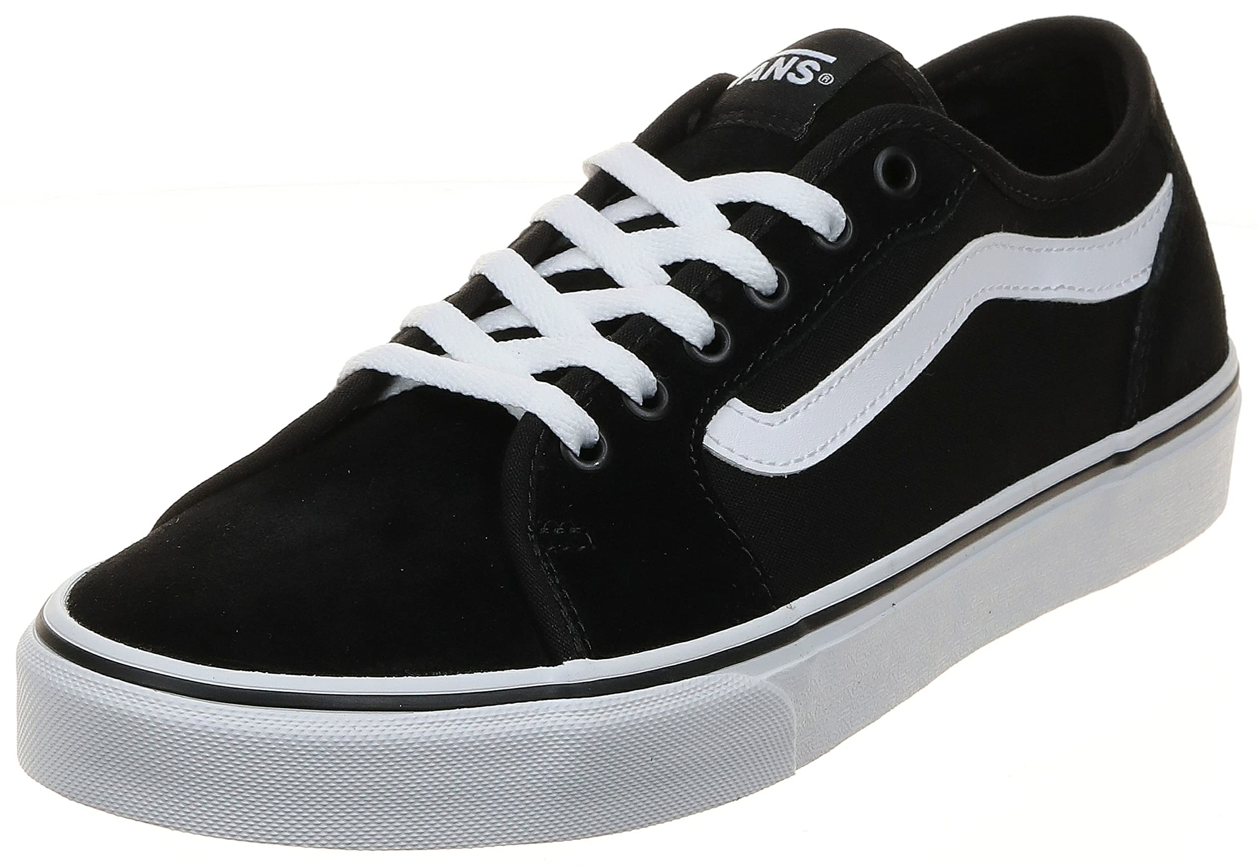 Vans Men's Filmore Decon Sneaker, Suede Canvas Blk White, 11