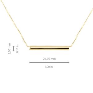 Lucchetta - Solid Gold Bar Pendant Necklace, 14 karat Yellow Gold Goldbar with 16+2 Inch Chain, Womens Girls14k Gold Authentic Italian Necklaces Jewelry from Italy