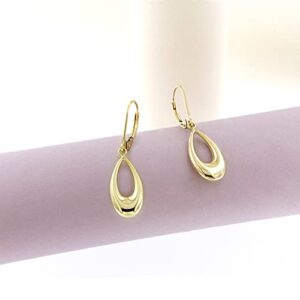 Lucchetta - 14K Gold Dangle Earrings with Oval Hoop Teardrop Leverback Drop