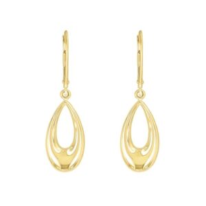 lucchetta - 14k gold dangle earrings with oval hoop teardrop leverback drop