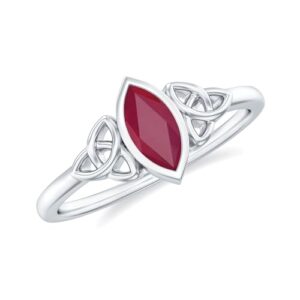 rosec jewels natural 4x8mm marquise shape ruby promise ring, aaa quality, certified ruby celtic knot ring - ready to gift, 14k white gold, size:us 4.00