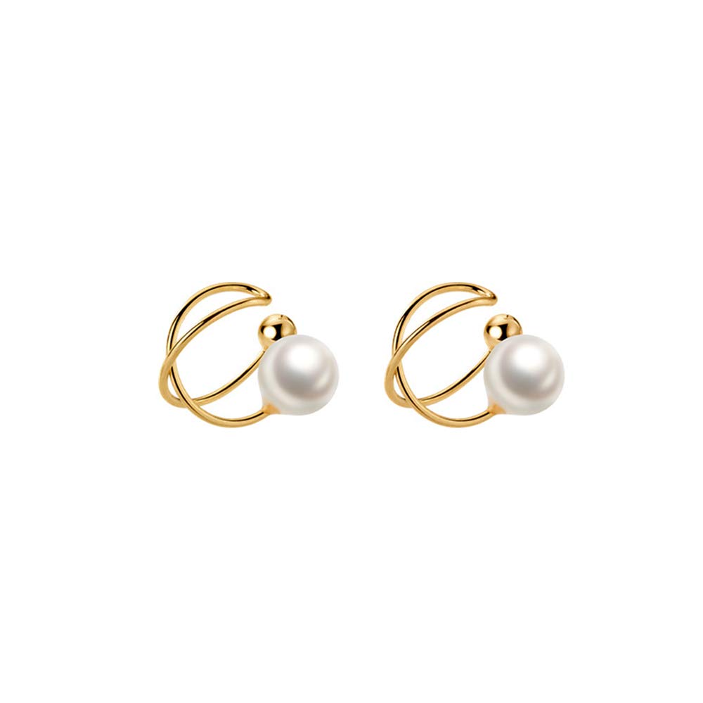 Dainty Pearl Ear Cuffs Wrap Earrings Sterling Silver 14K Gold Plated Cross Criss Cartilage Huggie Hoop Stud Earrings Non Piercing Minimalist Jewelry Cute Gifts for Women BFF