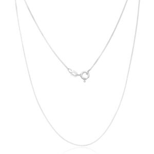 .925 Sterling Silver 0.7mm, 0.9mm, 1.1mm, 1.3mm, 1.5mm or 1.7mm Box Chain Necklace, Made In Italy (18, 0.7mm)