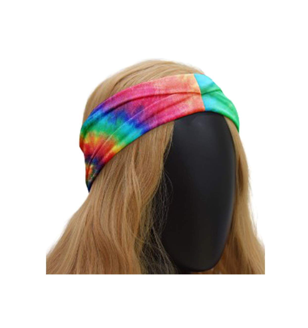 SAE99 Rainbow Tie-Dye Headband, Soft Stretchy Headband One Size Fits All