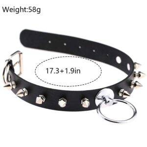 ACEDRE Fashion Women Men Cool Punk Goth Metal Spike Studded Link Leather Collar Choker Necklace