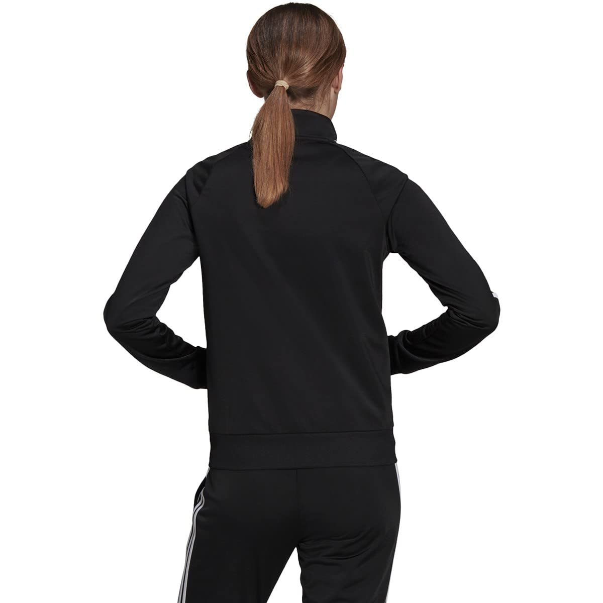 adidas Women's Essentials Warm-Up Slim 3-Stripes Track Top, Black, Large