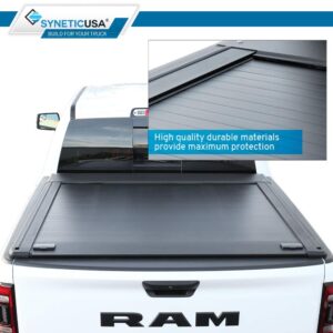 Syneticusa Retractable Tonneau Cover Fits 2019-2023 Ford Ranger 5' (61”) Truck Bed Aluminum Matte Black Low Profile Waterproof Off Road Rack Ready