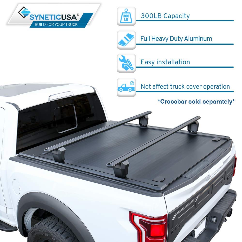 Syneticusa Retractable Tonneau Cover Fits 2019-2023 Ford Ranger 5' (61”) Truck Bed Aluminum Matte Black Low Profile Waterproof Off Road Rack Ready