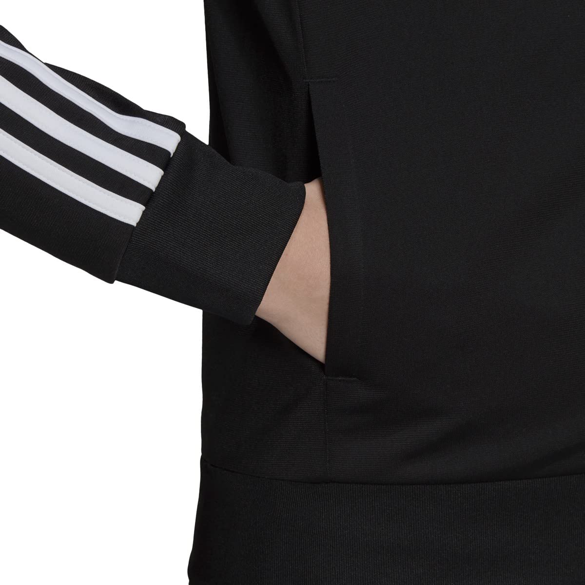 adidas Women's Essentials Warm-Up Slim 3-Stripes Track Top, Black, Large