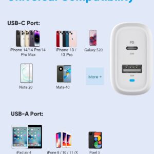 PowerLot PD 20W USB C Charger for iPhone 12, 12W USB Charger for iPad Pro, 32W Dual Port Power Adapter, GaN Wall Charger with Foldable Plug for iPhone 15 Plus/ 14/13/ iPhone SE/iPad Air/AirPods