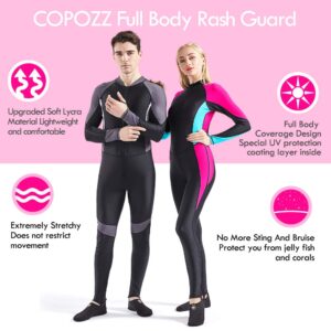 COPOZZ Dive Skin, Diving Snorkeling Surfing Spearfishing Rash Guard-Full Body UV Protection - for Men Women Youth Thin Wetsuit Jellyfish Skin (Pink, Small for Women)