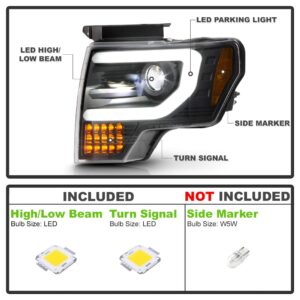 ACANII - For [HID/Xenon Model] 2013-2014 Ford F150 Truck LED Signal Built-In Low/High LED Projector Headlights Headlamps