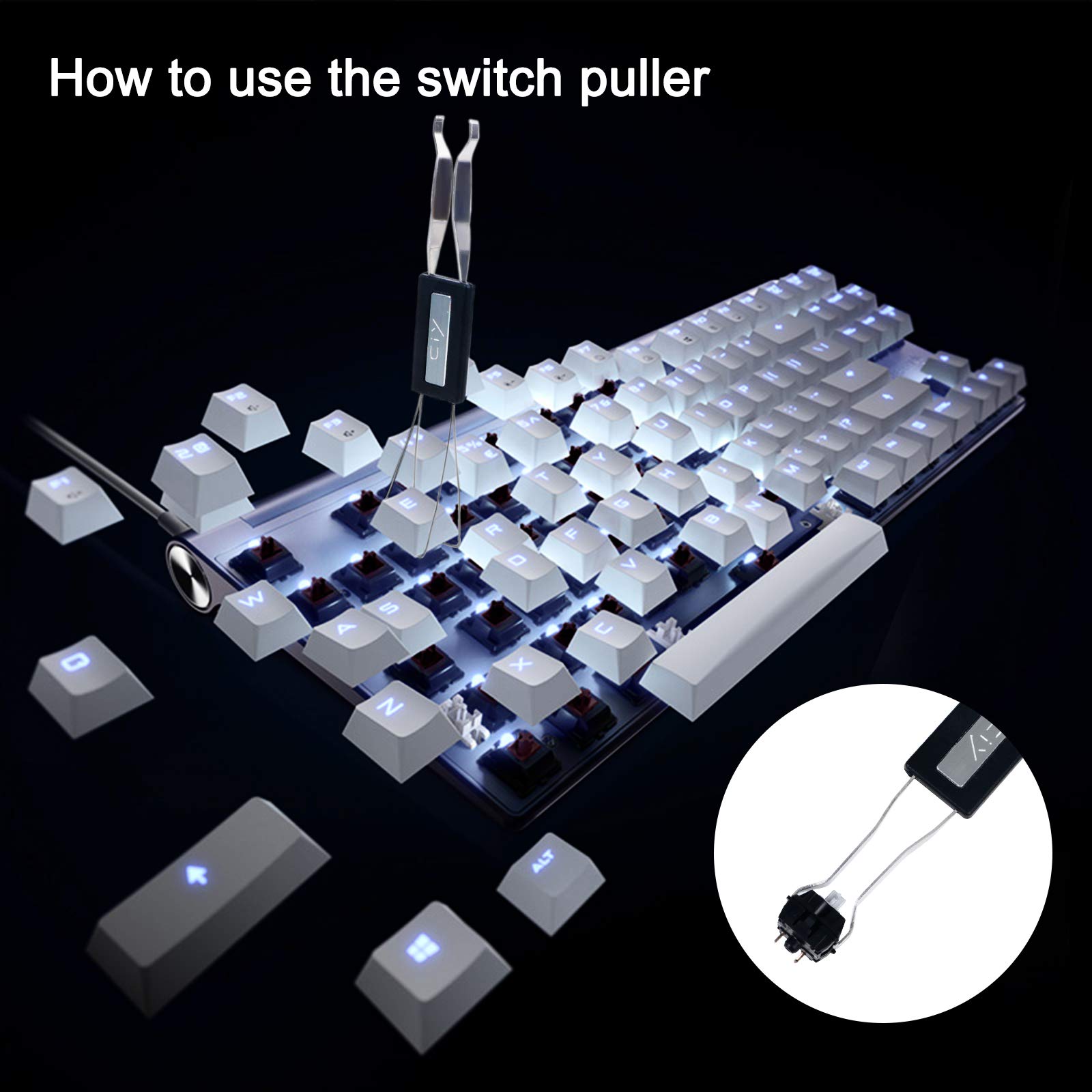 Aluminum Alloy Switch Opener with Keycap Puller for Cherry MX Switches – Black