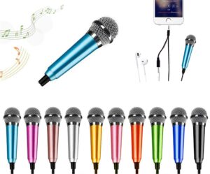 deladola mini microphone,portable vocal tiny microphone, asmr microphone,phone microphone, mini karaoke microphone for voice recording chatting and singing on iphone,android,laptop notebook（blue）