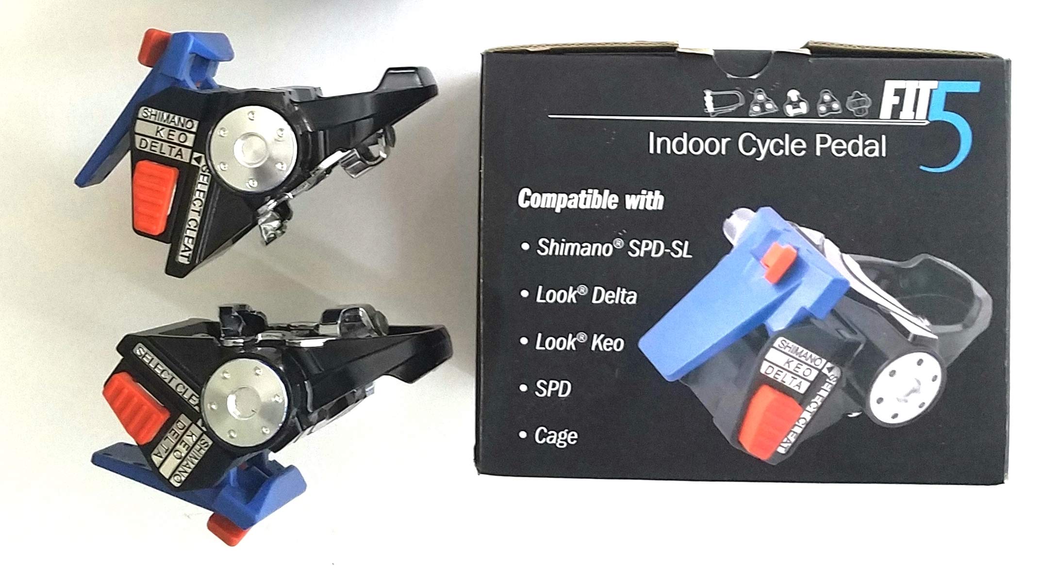 Fit 5 Indoor Exercise Spin Bike Pedal for SPD & Delta with Removable Sneaker Platform - Toe Clips/Cleats - Peloton Pedals for All Shoes - Toe Cages for Peloton & Exercise Pedal. NOT for Outdoor Bike