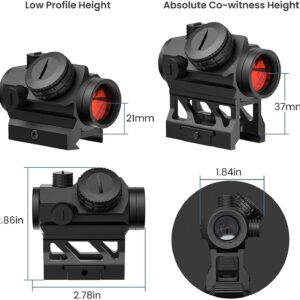 Feyachi V30 2MOA Red Dot Sight Auto On & Off 1x20mm Compact Reddot Optics with Low Profile and Absolute Co-Witness Mount, Flip Up Lens Covers and Anti Reflection Device